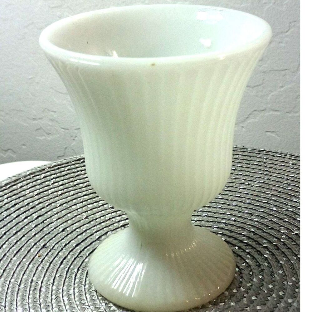 EO BrodyMilk Glass Water Glass Ribbed sides bottom smooth on the inside~Vintage~